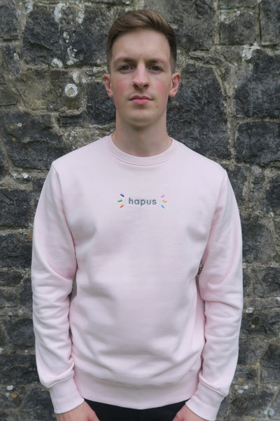Pink organic cotton 'hapus' unisex sweatshirt