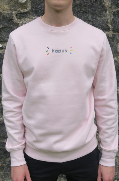 Pink organic cotton 'hapus' unisex sweatshirt